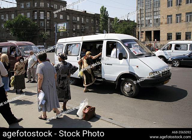 Minibuses handle public transport in Yerevan. Armenia. Photo: André Maslennikov