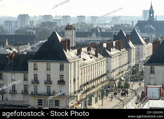 Tours France: Aerial view of the city from the Christmas wheel in the banks of the Loire river