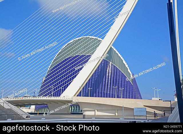 The Agora Building and the Assut de L'Or Bridge, both works by architect Santiago Calatrava, Ciudad de las Artes y las Ciencias, an architectural