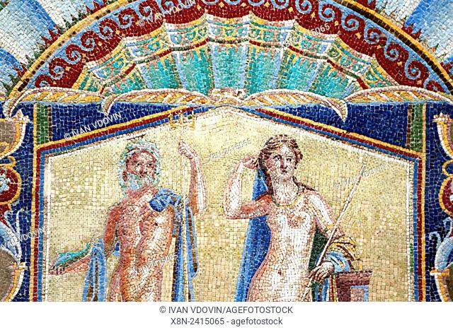 Neptune and Salacia, wall mosaic in House 22 (Casa Nettuno e Anfitrite), 1st century AD, Herculaneum, Ercolano, Campania, Italy