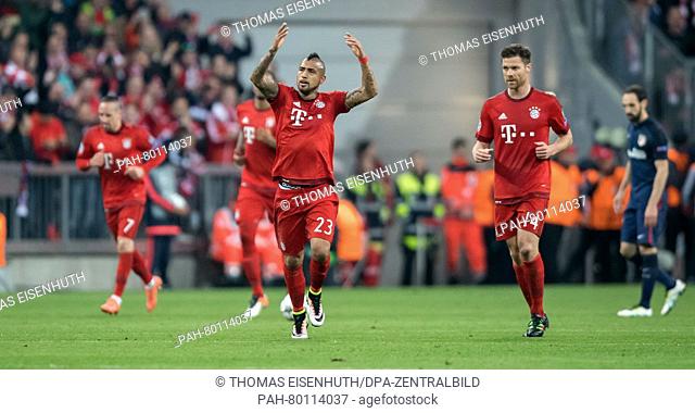 Bayern Munich's Arturo Vidal reacts during the UEFA Champions League semi final soccer match FC Bayern Munich vs Atletico Madrid in Munich, Germany, 3 May 2016