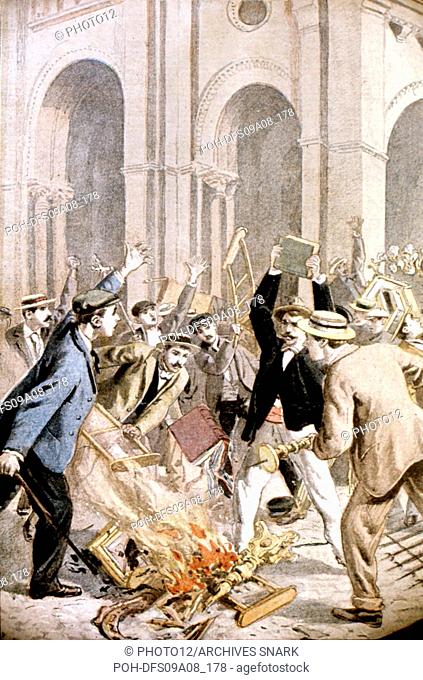 Riots in Paris. Looting of St. Joseph's church 1899 France