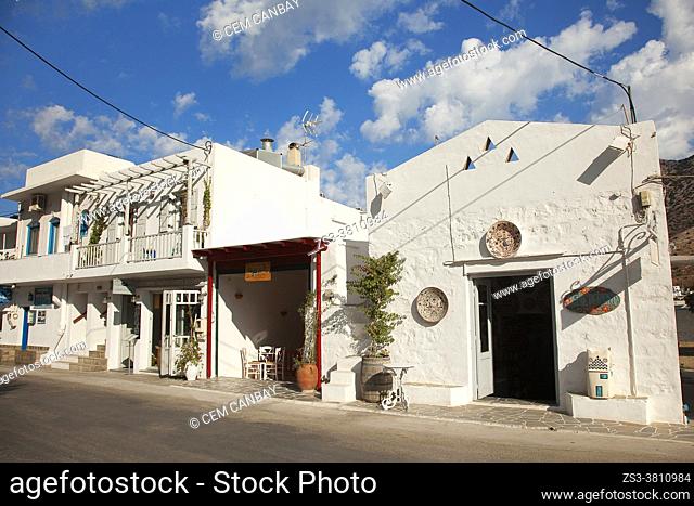 Traditional whitewashed houses with balconies at the port village Kamares, Sifnos Island, Cyclades Islands, Greek Islands, Greece, Europe