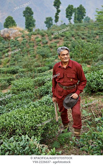 Rajah Banerjee stands on the tea plantation field of the Makaibari Tea Estates in Darjeeling
