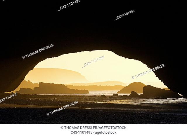 Morocco - Rock arch at the Atlantic Ocean at Legzira beach, 11km north of the town of Sidi Ifni in southwest Morocco