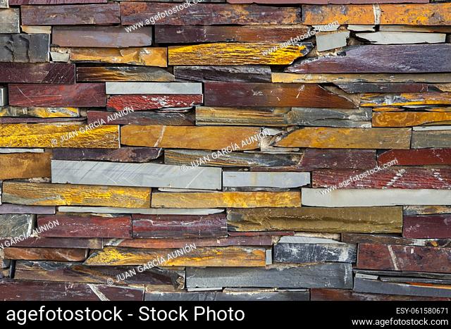 Natural colorful rust slate wall. Thick Slabs