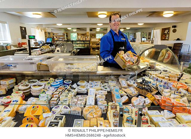 Canada, Quebec province, the Laurentians, Oka, the Cistercian Abbey of Our Lady of the Lake, the cheeese shop, Bernard Beauchamp lthe manager