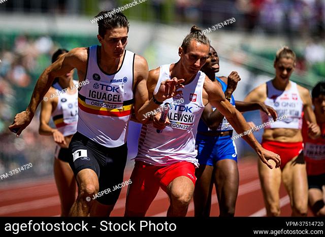 Christian Iguacel pictured in action during the heats of the 4x400m mixed relay event at the 19th IAAF World Athletics Championships in Eugene, Oregon, USA