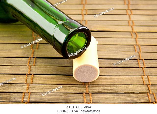 empty wine bottle with cork. Stock image