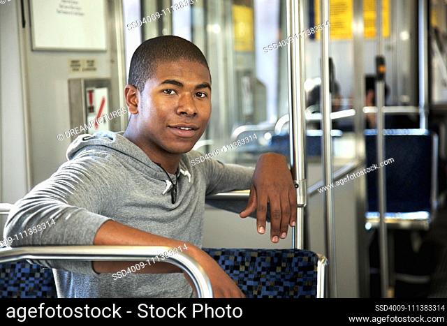 Man riding on subway