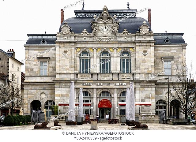 Lons-le-Saunier, Opera and the square de la Comédie. capital of Jura department - préfecture (39), region Franche-Comté, East of France, Europe