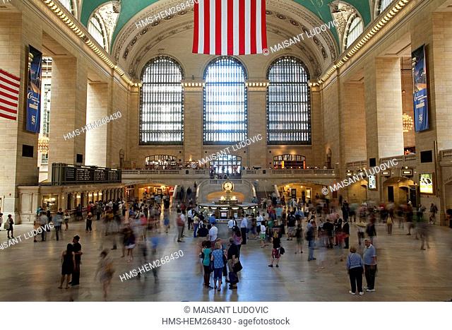 United States, New York City, Midtown, Grand Central Terminal built in 1913, the biggest railway station in the worl in platforms number, the main hall