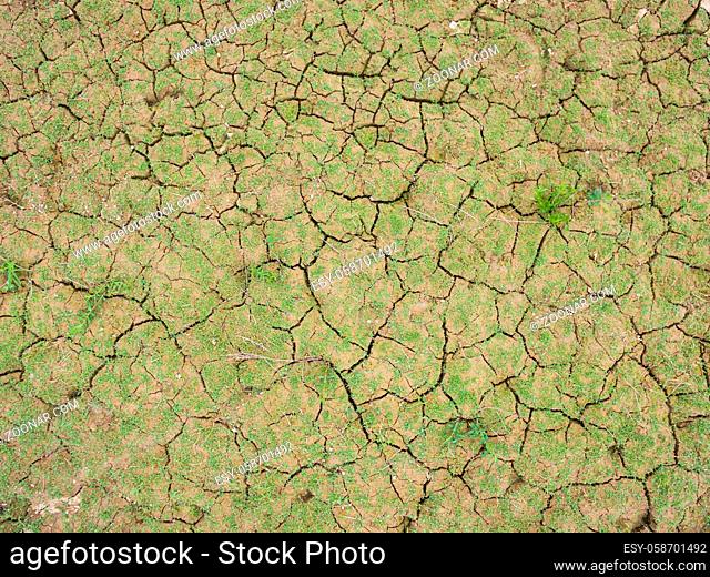 Aerial photo of Cracks of the dried soil in arid season