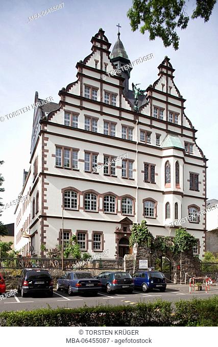 Historical gabled house, Gemeindezentrum St. Michael, Boppard, Unesco world cultural heritage upper Middle Rhine valley, Rhineland-Palatinate, Germany