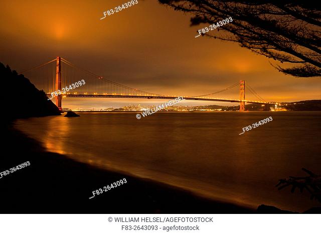 Golden Gate Bridge, San Francisco, Bay Bridge, CA, USA, night