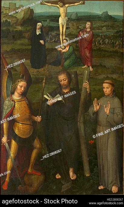 The Crucifixion with Saints Michael the Archangel, Andrew, and Francis of Assisi , c. 1510. Creator: Isenbrant, Adriaen (1490-1551)
