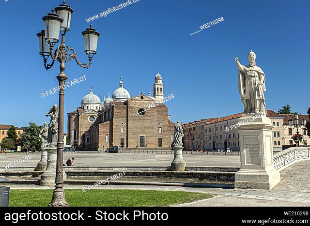 View of Santa Giustina Cathedral in Padua in Italy in a sunny day