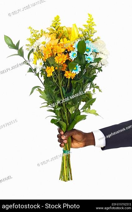 hand giving flowers