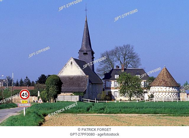 CHURCH AND DOVECOTE, EMANVILLE, EURE 27, NORMANDY, FRANCE