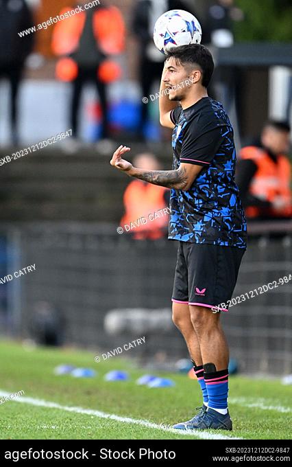 Diego Jimenez (2) of Sevilla pictured during the Uefa Youth League matchday 6 game in group B in the 2023-2024 season between the youth teams Under-19 of Racing...