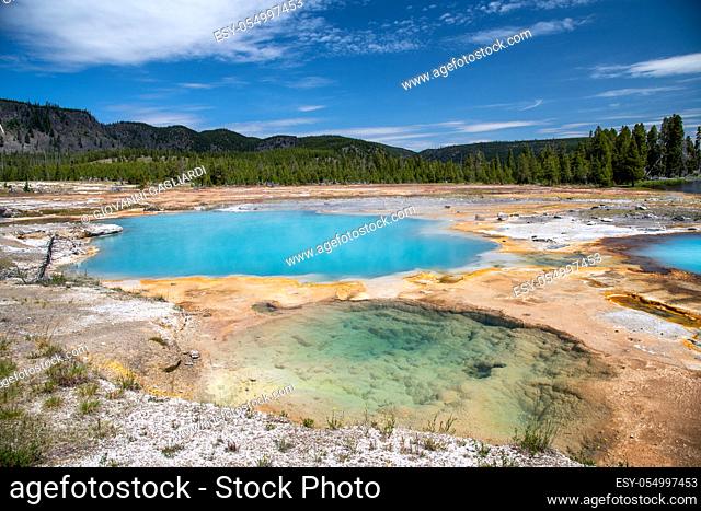 Biscuit Basin pools in Yellowstone National Park
