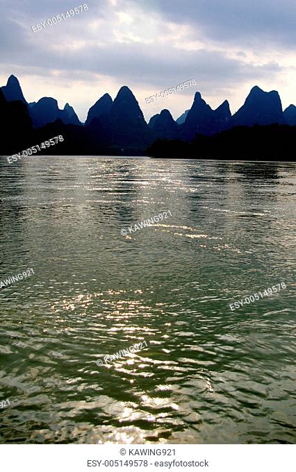 Beautiful Karst mountain landscape in Yangshuo Guilin, China