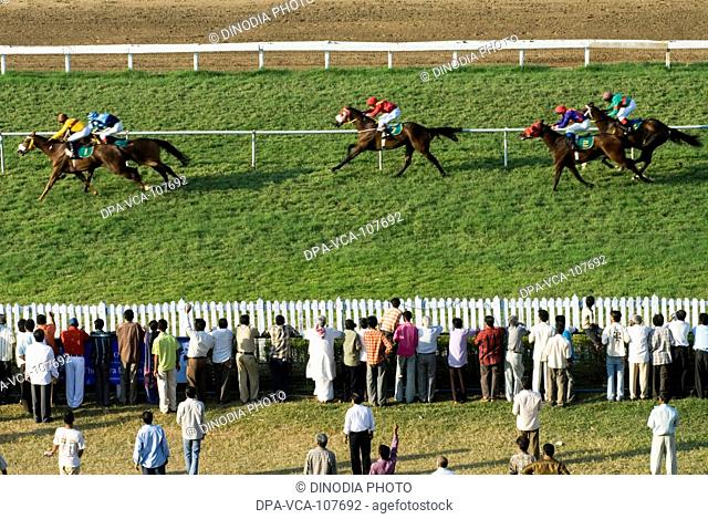 Poonawalla Horse Race at Mahalaxmi Race course ; Bombay Mumbai ; Maharashtra ; India
