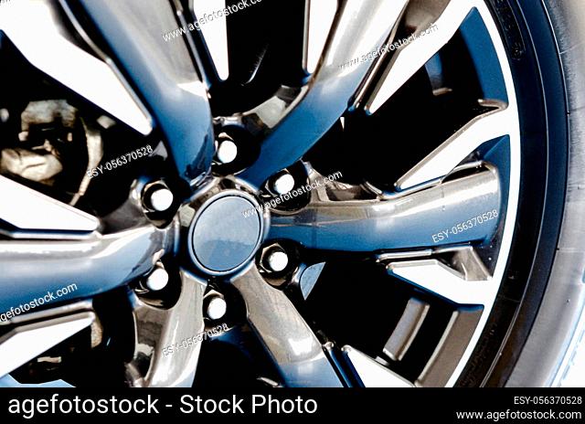Close up of rims alloy wheels