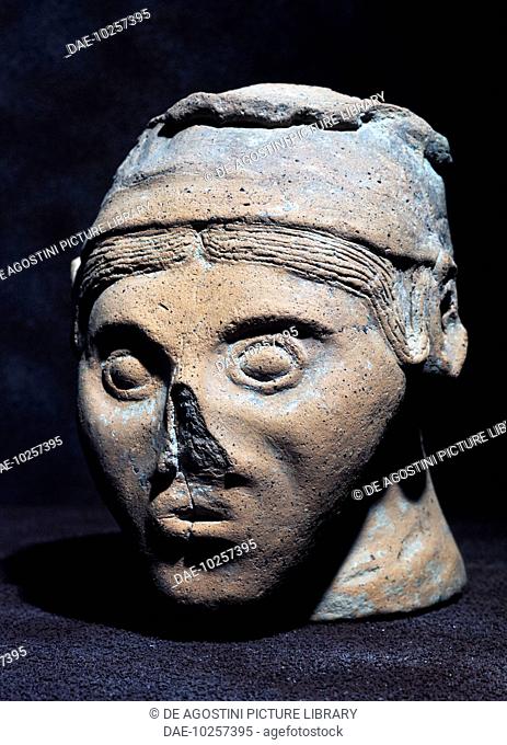Votive terracotta head from Carsoli, Abruzzo, Italy. Italic civilisation