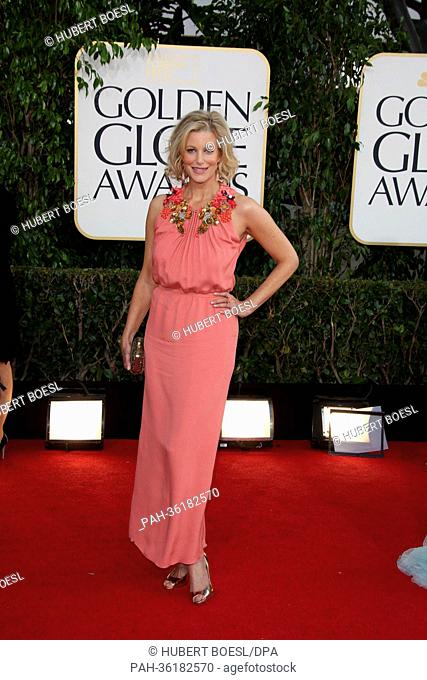 Actress Anna Gunn arrives at the 70th Annual Golden Globe Awards presented by the Hollywood Foreign Press Association, HFPA