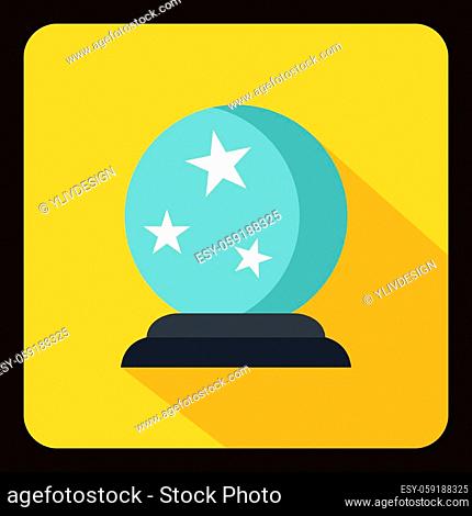 Crystal ball icon in flat style with long shadow. Tricks symbol vector illustration