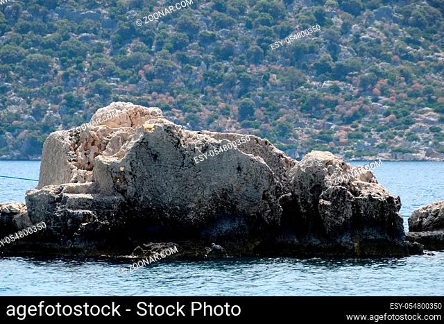 The ruins of the city of Mira, Kekova, an ancient megalithic city destroyed by an earthquake