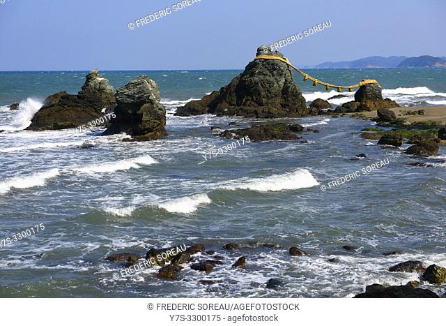 The Married Couple Rocks, or Meoto Iwa, Ise, Japan, Asia