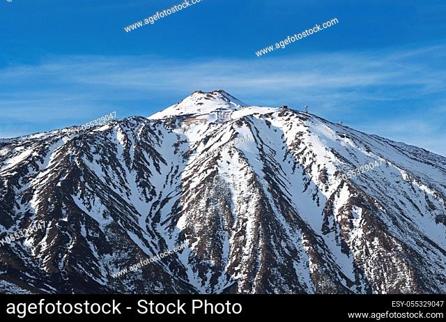 Close up view of the summit of the famous Teide Volcano, in Tenerife canary islands Spain with a height of 3718m