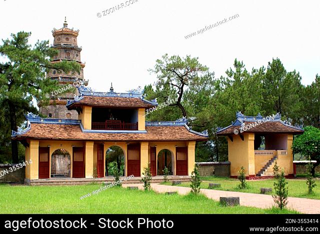 Inner yard of pagoda Thien Mu in Hue, central Vietnam