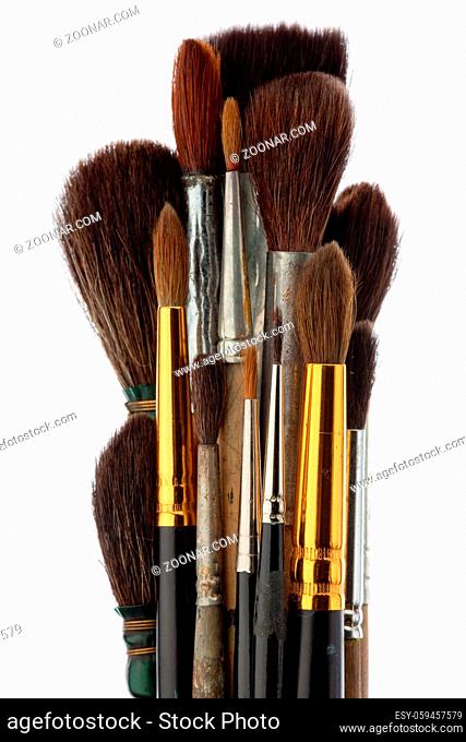 A set of watercolor brushes artist isolated on white background