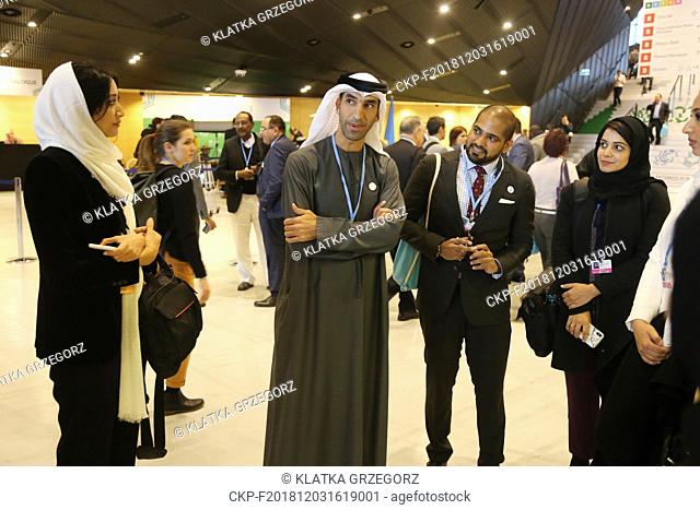 Thani Ahmed Al-Zeyoudi (center) the Minister of Climate Change and Environment for the United Arab Emirates took part in COP 24 in Katowice 3 of December