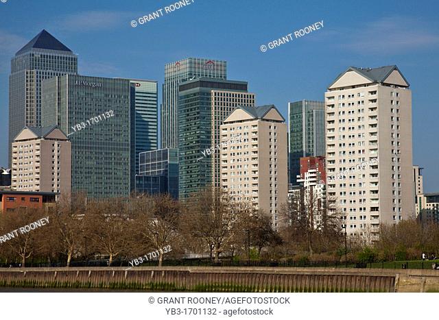 Canary Wharf and Riverside Apartment Blocks, London, England