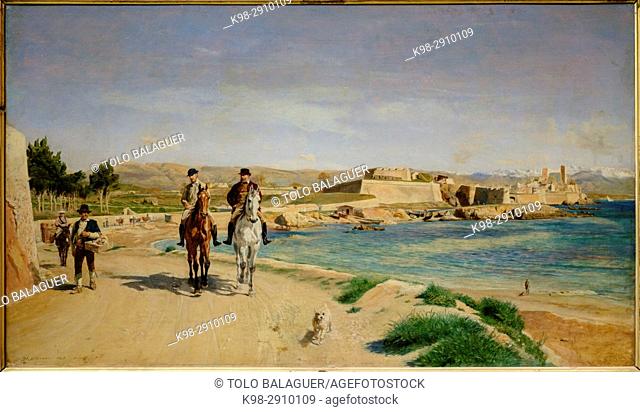 Ernest Meissonier, . Antibes. La promenade à cheval, . en 1868, . huile sur toile, Orsay Museum, Paris, France, Western Europe