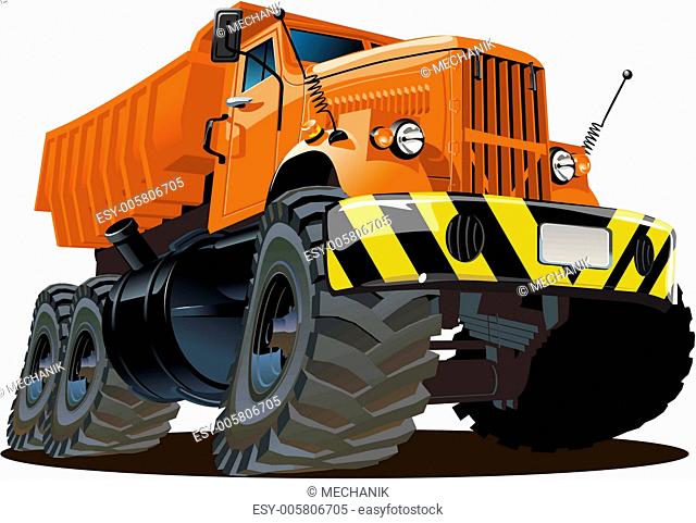 Vector cartoon dump truck 6x6