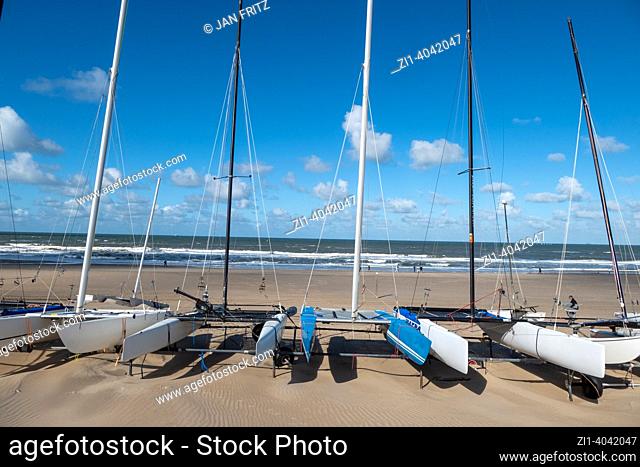 catamarans at the beach of Den Haag, Holland