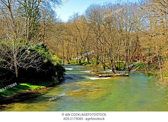 Le Ceou River at Saint-Cybranet, Dordogne Department, Aquitaine, France