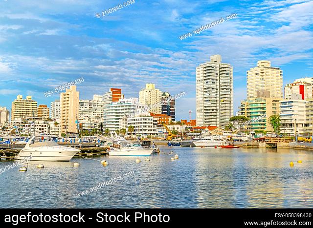 PUNTA DEL ESTE, URUGUAY, OCTOBER - 2018 - Cityscape scene at port in punta del este city, Uruguay