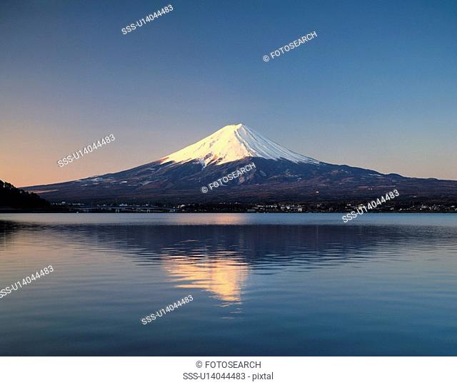 Mt. Fuji and Lake Kawaguchi, Kawaguchiko town, Yamanashi prefecture, Japan