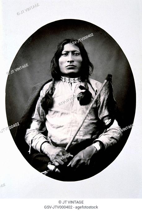One Bull, Nephew of Sitting Bull, Fort Randall, Dakota Territory, USA, Albumen Photograph, Circa 1882