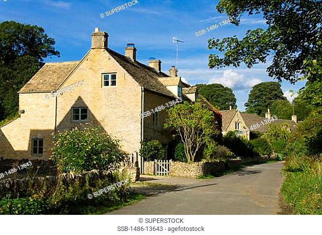 Limestone house in Upper Slaughter Village, Gloucestershire, Cotswold District, England, United Kingdom, Europe