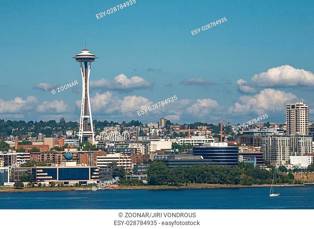 Skyline of Seattle and Space Needle Tower in Washington, United States