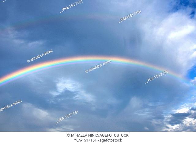 Rainbow across clouds