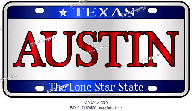 Austin Texas state license plate mockup spoof over a white background