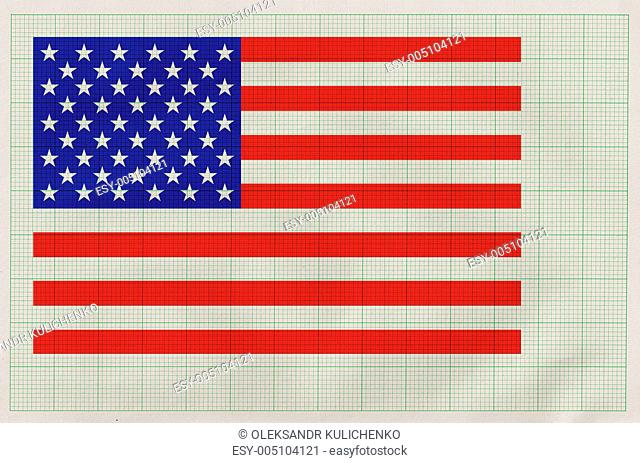 american flag on graph paper